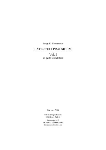 LATERCULI PRAESIDUM Vol. I