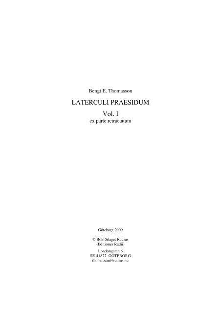 LATERCULI PRAESIDUM Vol. I