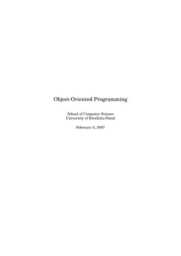 Object-Oriented Programming - Department of Mathematics and ...