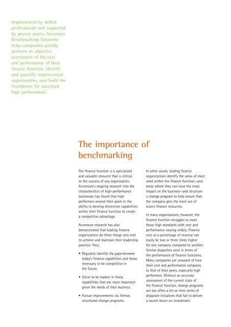 Accenture Benchmarking Solutions From Insight to Action