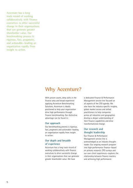 Accenture Benchmarking Solutions From Insight to Action