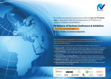 PV Balance of Systems Conference & Exhibition - PV Insider