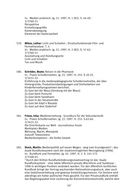 Jahresband 1997. Bearb. von Rudolf Lang - Netzwerk Mediatheken