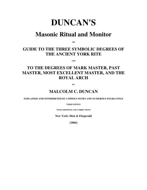 Duncan's Masonic Ritual and Monitor - Rose Croix