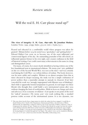 Will the real EH Carr please stand up - Chatham House