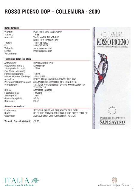 rosso piceno doc - Italienischen Institut für Außenhandel