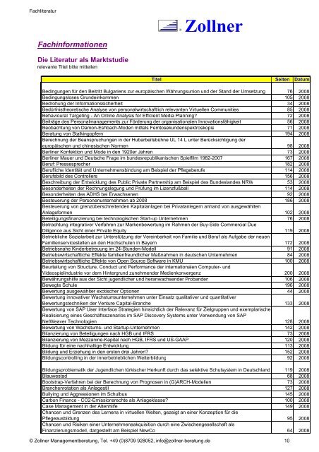 download Titelliste Fachliteratur Format: pdf - Zollner ...