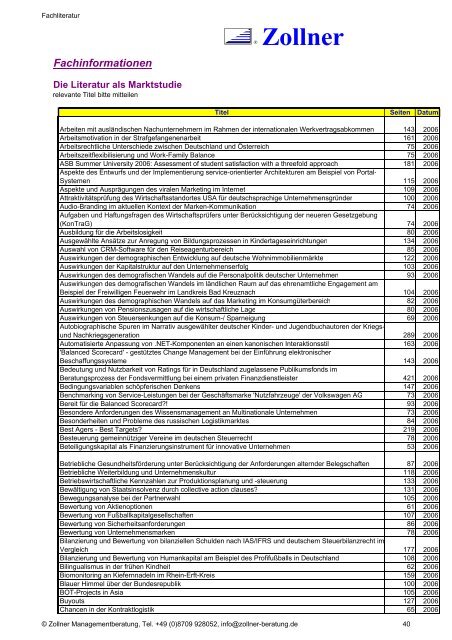 download Titelliste Fachliteratur Format: pdf - Zollner ...