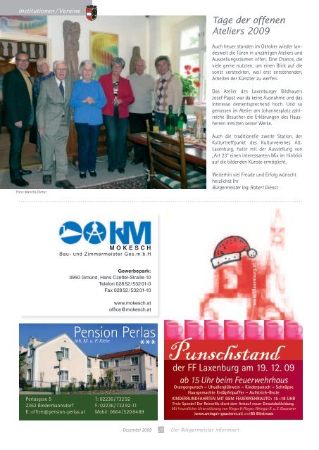 Der Bürgermeister informiert, Folge 6, Dezember 2009 - in Laxenburg