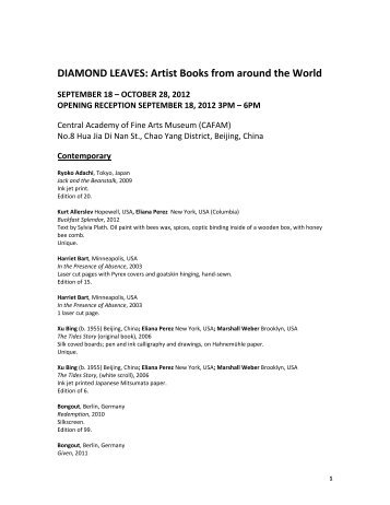 DIAMOND LEAVES: Artist Books from around the World