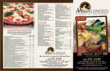 Takeout Menu - Michelangelo's Pizzeria & Restaurant