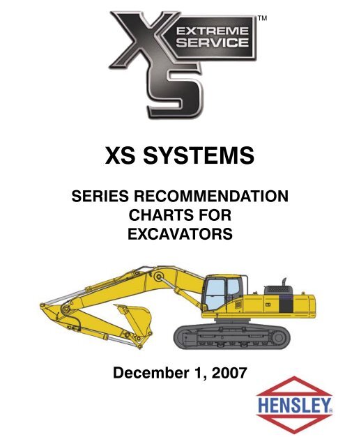 xs system series recommendation chart for excavators xs system series recommendation chart for excavators
