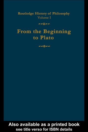 From the Beginning to Plato