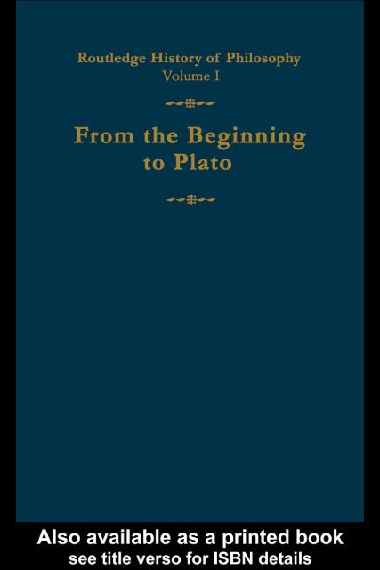 From the Beginning to Plato