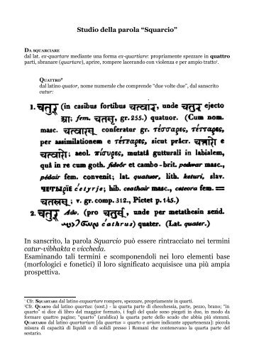 In sanscrito, la parola Squarcio può essere rintracciato - Parole inutili