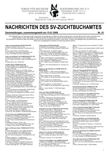 NACHRICHTEN DES SV-ZUCHTBUCHAMTES - von Trumelo