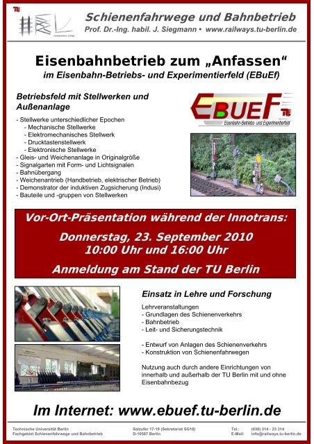 EBuEf - Fachgebiet Schienenfahrwege und Bahnbetrieb - TU Berlin