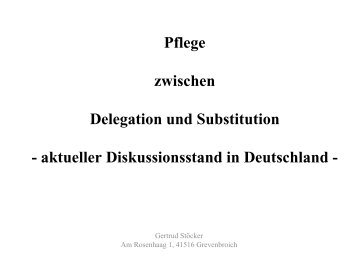 Pflege zwischen Delegation und Substitution