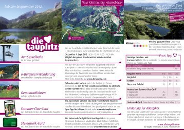 4er-Sesselbahn 6-Bergseen -Wanderung Sommer ... - Die Tauplitz