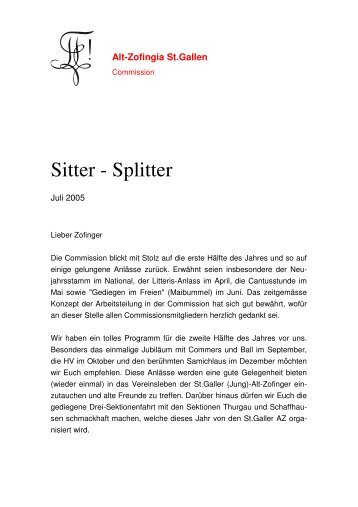 Sitter - Splitter - Alt-Zofingia St. Gallen