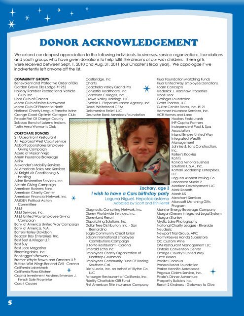 2011 annual report - Make-A-Wish Foundation of Orange County ...