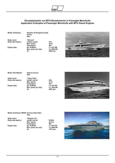 References Diesel Engines in Passenger Vessels - MTU Online Shop