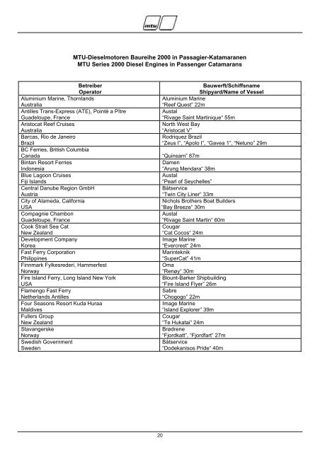 References Diesel Engines in Passenger Vessels - MTU Online Shop