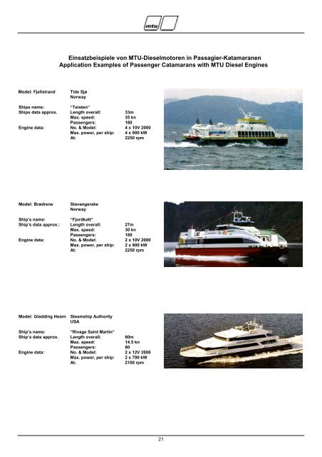 References Diesel Engines in Passenger Vessels - MTU Online Shop