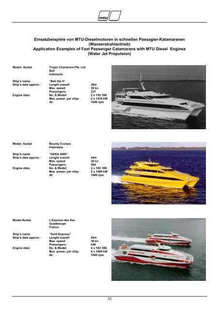 References Diesel Engines in Passenger Vessels - MTU Online Shop