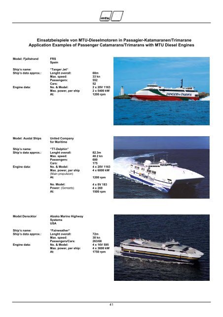 References Diesel Engines in Passenger Vessels - MTU Online Shop