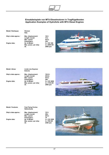 References Diesel Engines in Passenger Vessels - MTU Online Shop