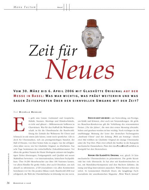 Der Zeit verpflichtet - Glashütte Original