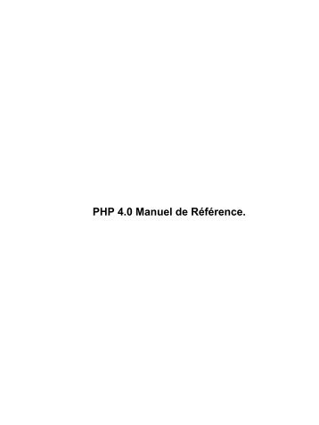 PHP 4.0 Manuel de Référence. - Parent Directory