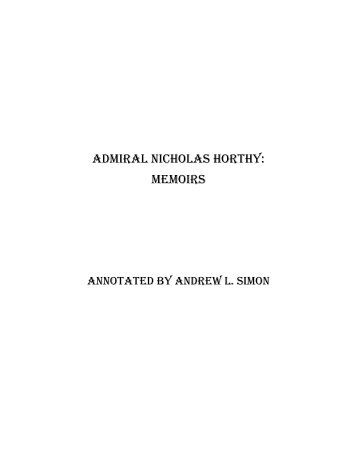 Admiral Nicholas Horthy: MEMOIRS - Corvinus Library - Hungarian ...