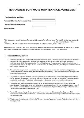 Software Maintenance Agreement International Presence Software Support Maintenance Agreement Template
