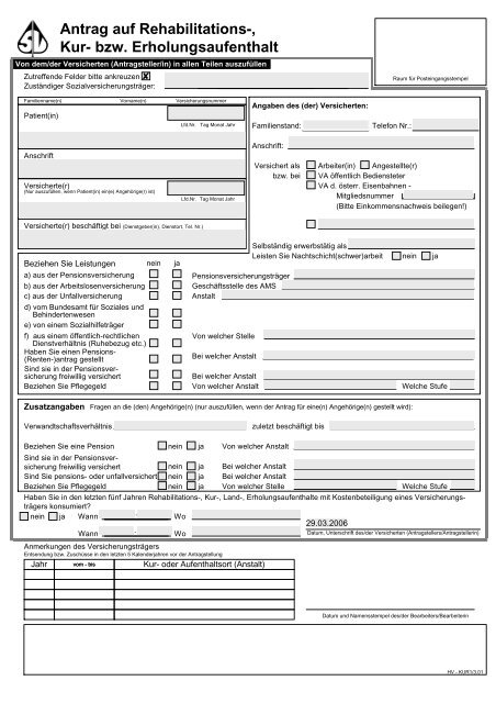 Reha Antrag Formular Ausdrucken