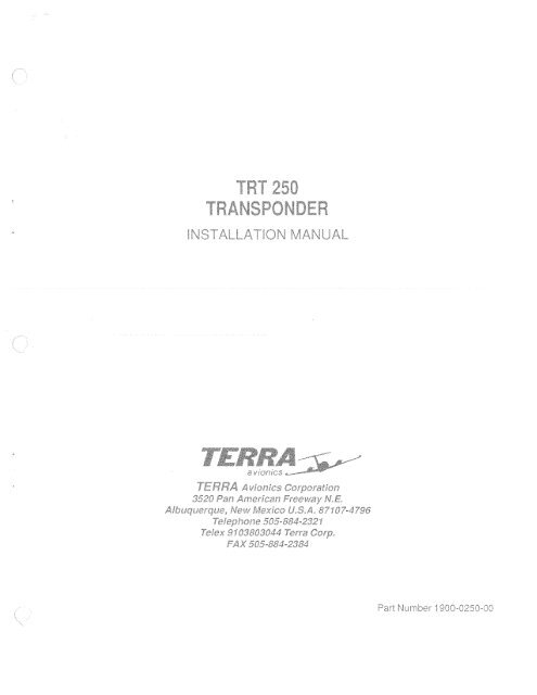TRT 250 Installation Manual - TSTC Avionics Repair