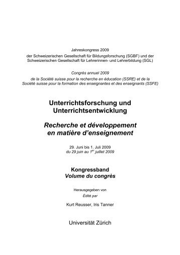 Unterrichtsforschung und Unterrichtsentwicklung Recherche et - SGBF