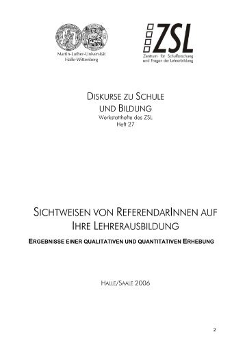 sichtweisen von referendarinnen auf ihre lehrerausbildung