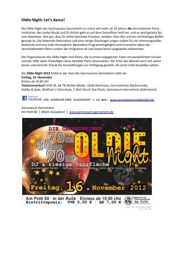 Oldie-Night 2012 - Gymnasium Gerresheim