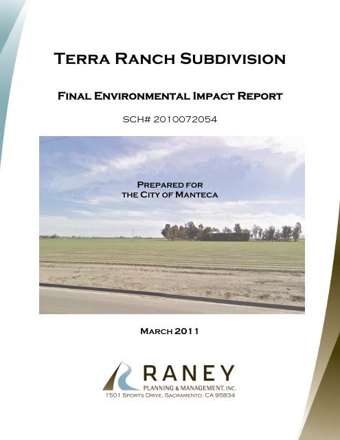 Terra Ranch Subdivision Final EIR City Of Manteca Terra Ranch Subdivision Final EIR City Of Manteca