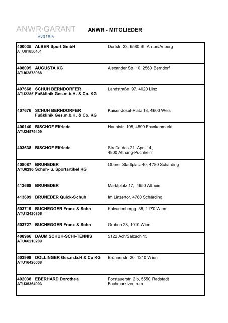 ANWR - MITGLIEDER - ANWR GARANT Austria