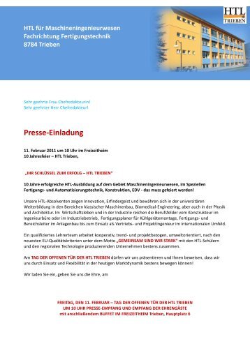 Presse-Einladung - HTL Zeltweg