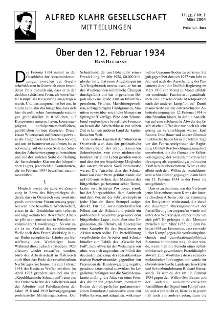 In eigener Sache Alfred Klahr Gesellschaft