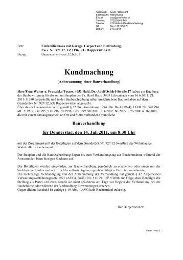 Kundmachung - Ansfelden