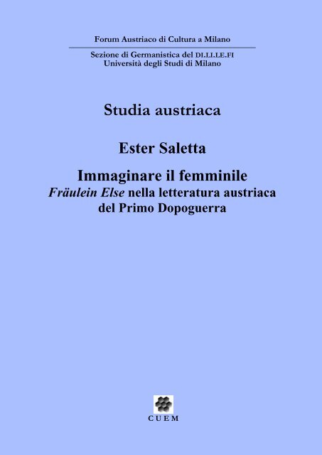 Ester Saletta, Immaginare il femminile. «Fräulein Else