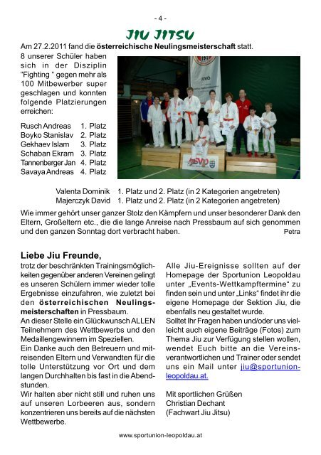 VEREINSZEITUNG April 2011 - Sportunion Leopoldau