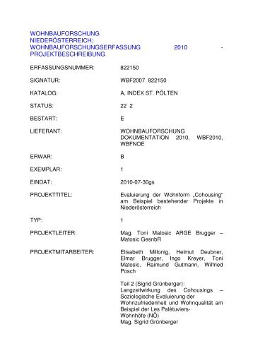 Dokument 2150 - NÖ Wohnbauforschung