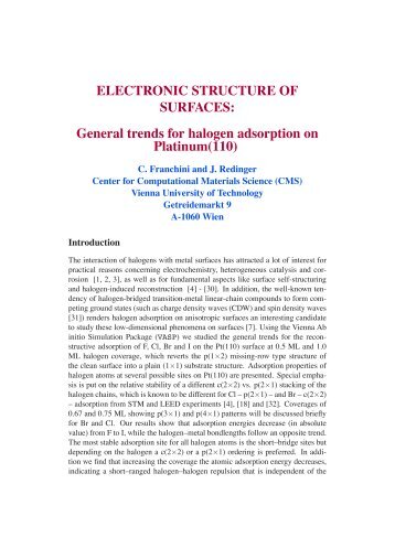 General trends for halogen adsorption on Platinum(110) - ZID