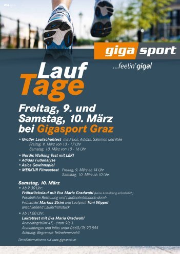 Freitag, 9. und Samstag, 10. März bei Gigasport Graz